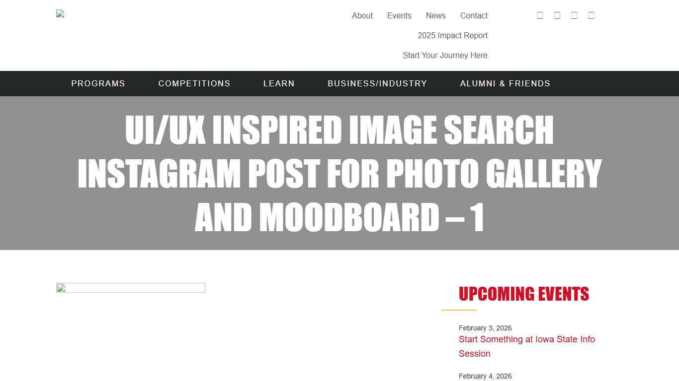 UI/UX Inspired Image Search Instagram Post for Photo Gallery and Moodboard – 1 | ISU Pappajohn Center for Entrepreneurship