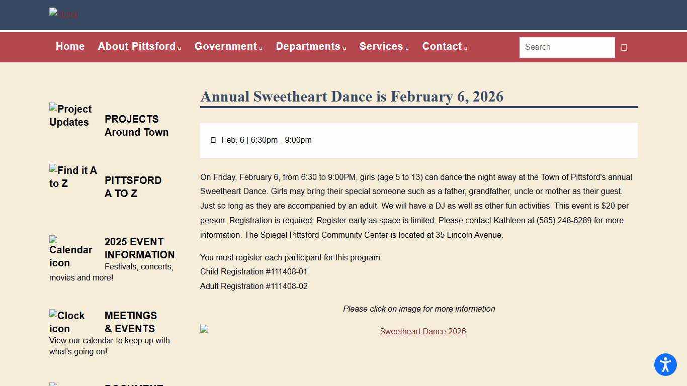 Annual Sweetheart Dance is February 6, 2026 | Town of Pittsford